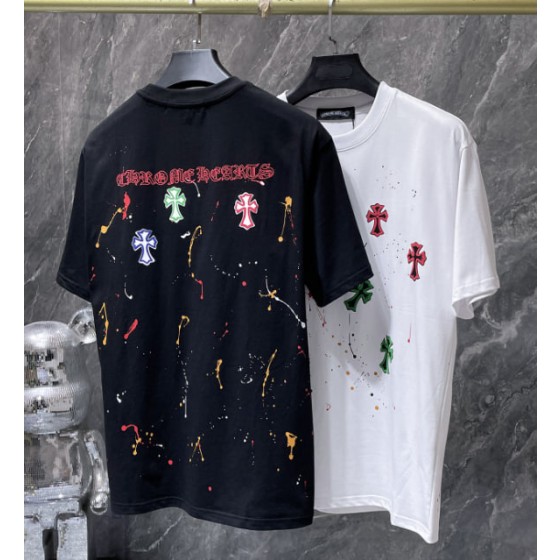 Chrome Hearts Multicolor Paint-Splatter Cross Tee
